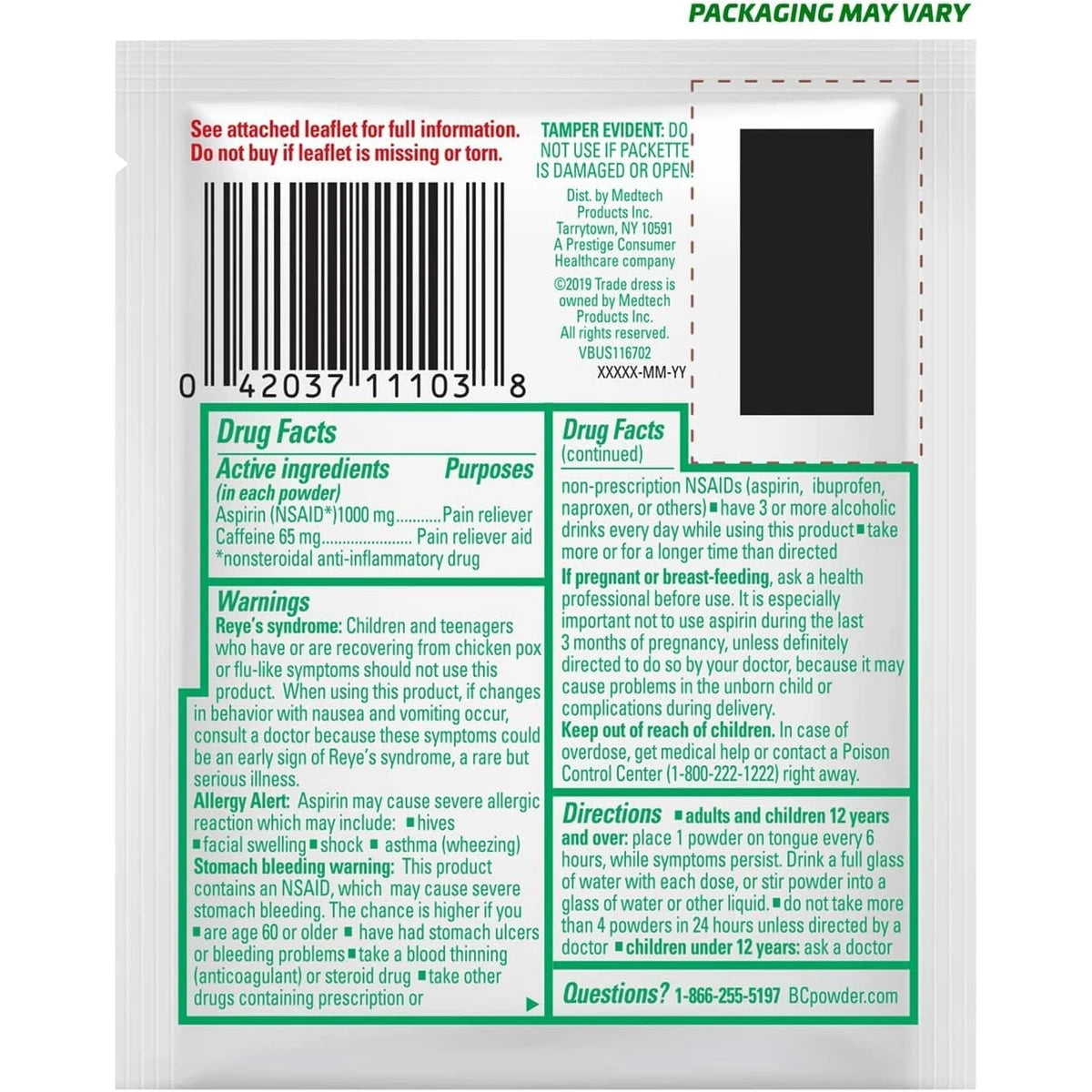 Bc Minor Arthritis Pain Relief 0.48oz (Pack of 144)