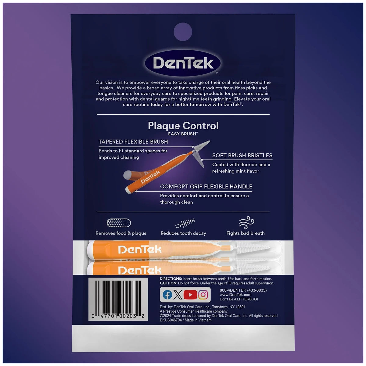Dentek Easy Brush Cleaners For Plaque 1.28oz (Pack of 36)