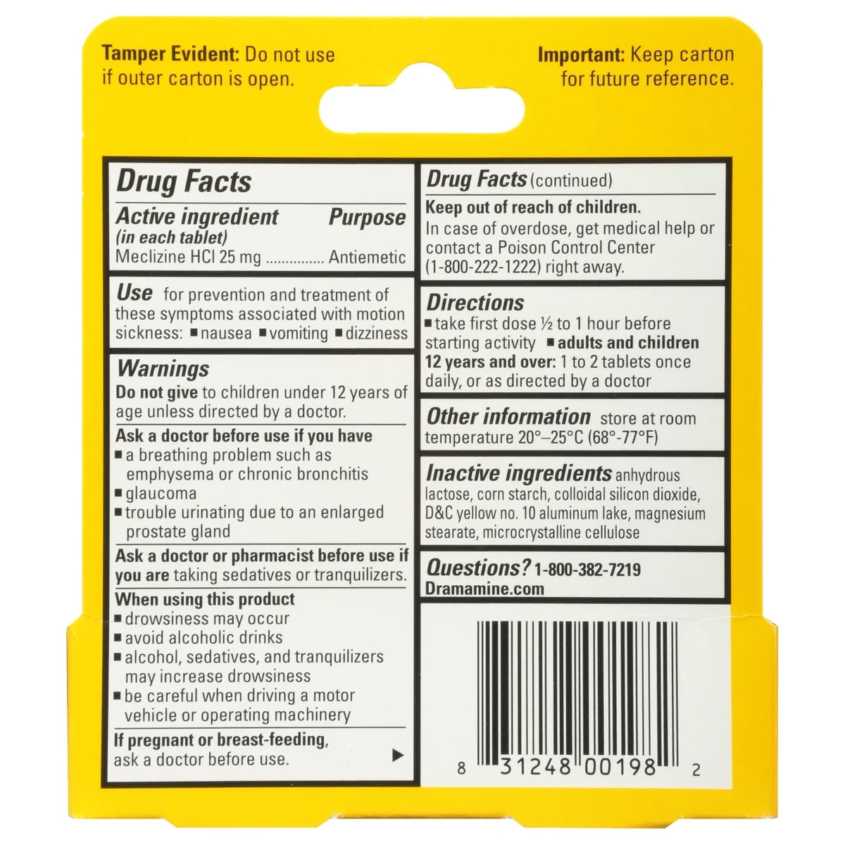 Dramamine Less Drowsy Formula Tablets 0.96oz (Pack of 48)
