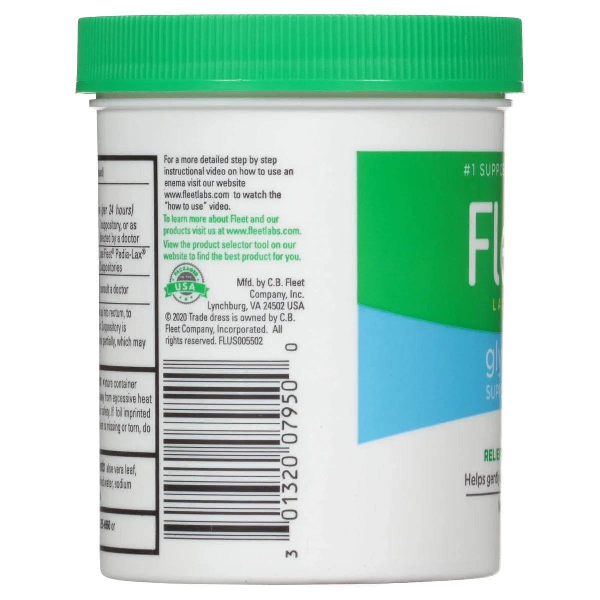 Fleet Glycerin Suppositories Adult Laxative Jar 3.36oz (Pack of 12)