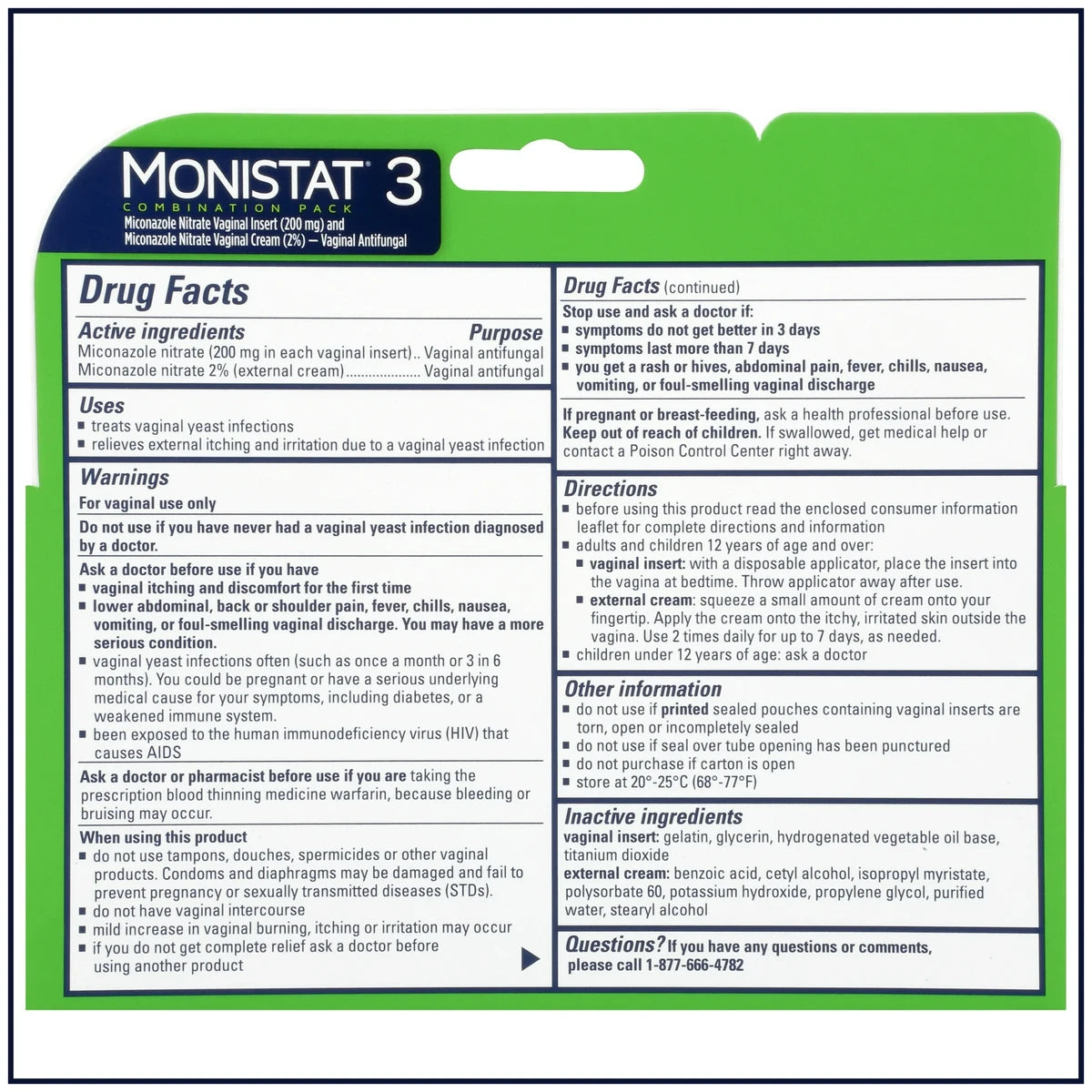 Monistat 3 Vaginal Antifungal Ovule Inserts Combination Pack 0.58Oz (Pack Of 12)