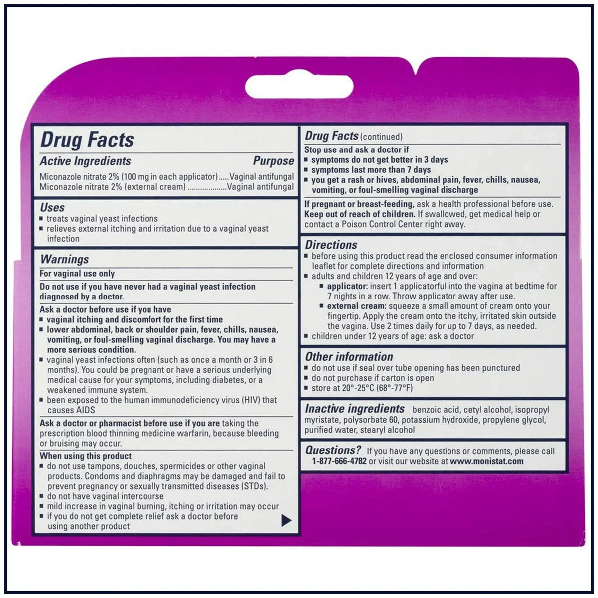 Monistat 7 Miconazole Nitrate Vaginal Cream Cure and Itch Relief 1.91oz (Pack of 12)