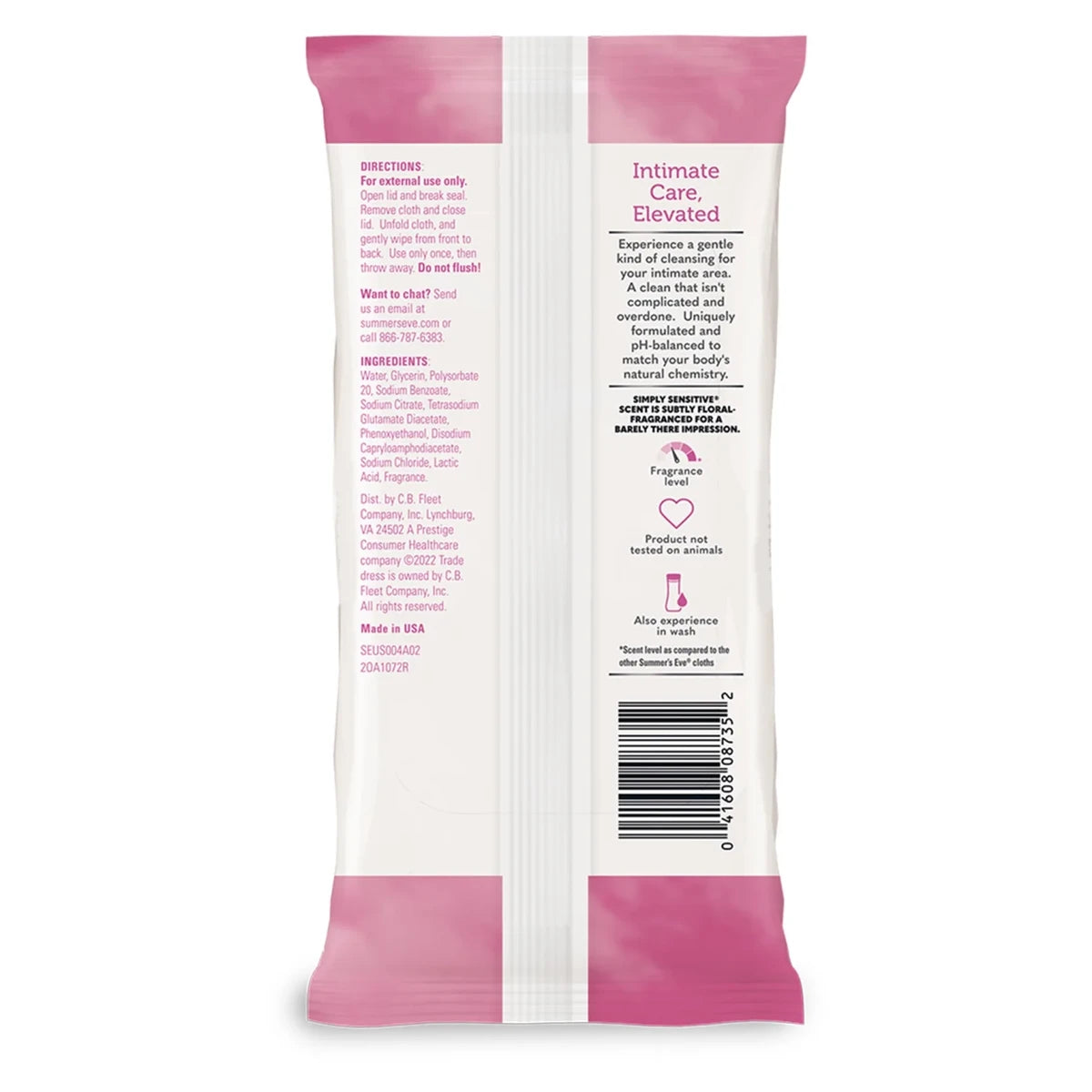 Summers Eve Simply Sensitive Daily Feminine Gentle Cloth 7.7oz (Pack of 12)