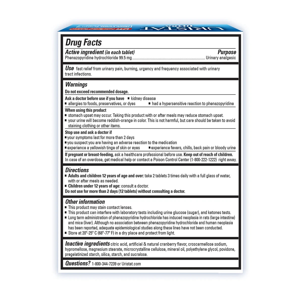 Uristat Ultra Uti Urinary Pain Relief Tablet 0.8Oz (Pack Of 12)