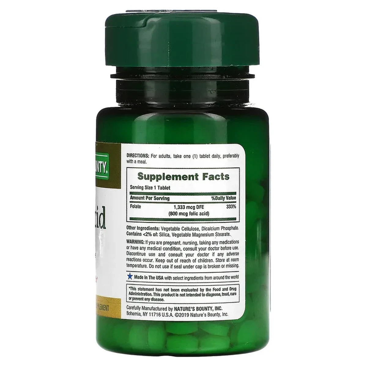 Natures Bounty Folic Acid 800 Mcg Maximum Strength Tablets 2.4Oz (Pack of 24)