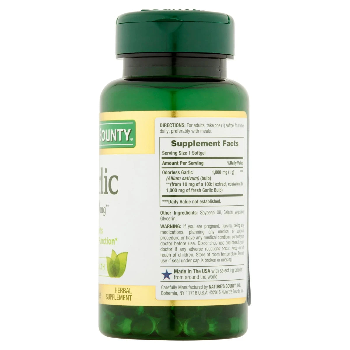 Natures Bounty Garlic Extract 1000Mg Softgels For Circulatory Function 1.77Oz (Pack of 24)