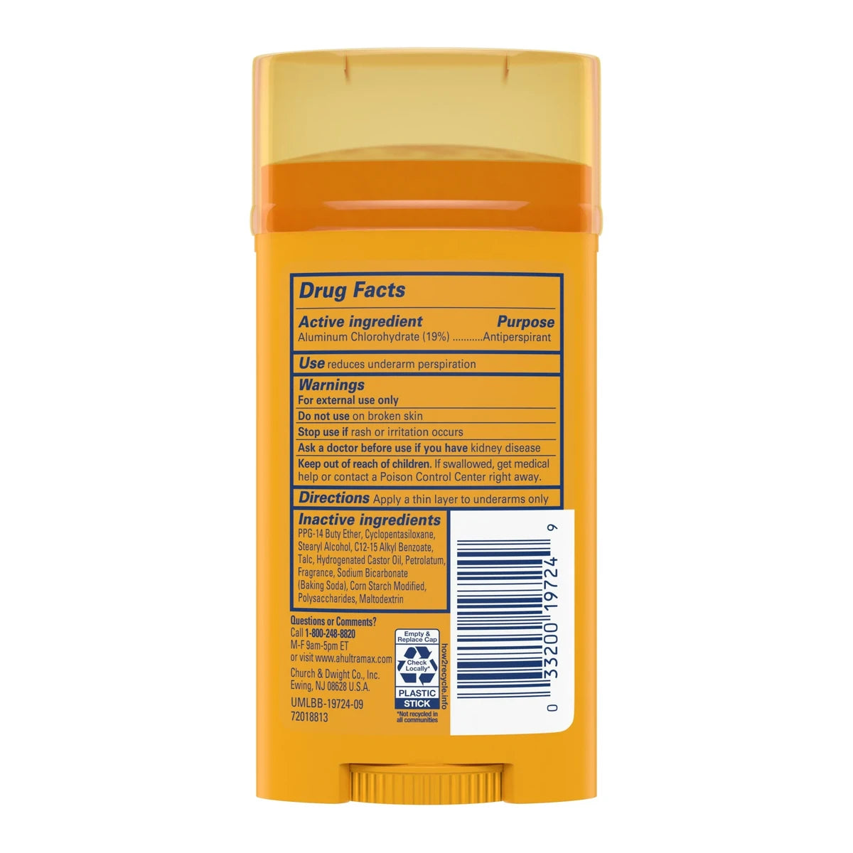 Arm & Hammer Ultramax Anti-Perspirant Deodorant Invisible Solid Fresh 2.8Oz (Pack of 12)