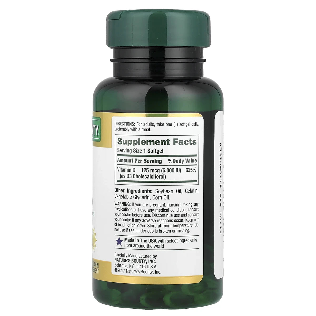 Natures Bounty Maximum Strength Vitamin D5000 Iu Softgels100 Ea 2.4Oz (Pack of 24)