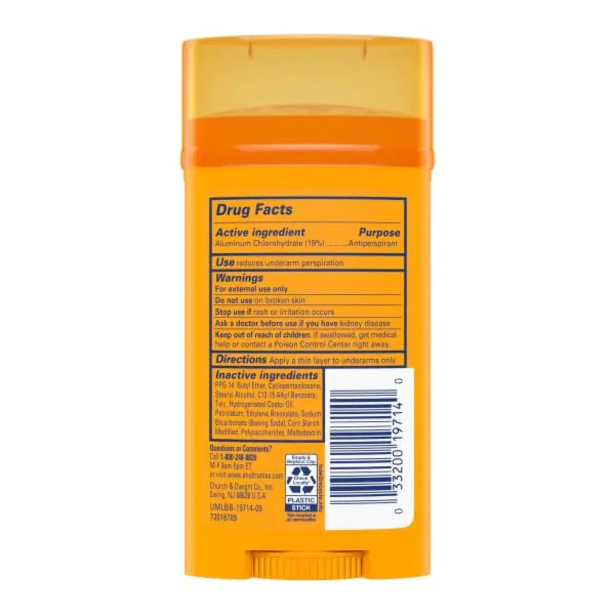 Arm & Hammer Ultramax Antiperspirant Deodorant Invisible Solid Unscented 2.6Oz (Pack of 12)