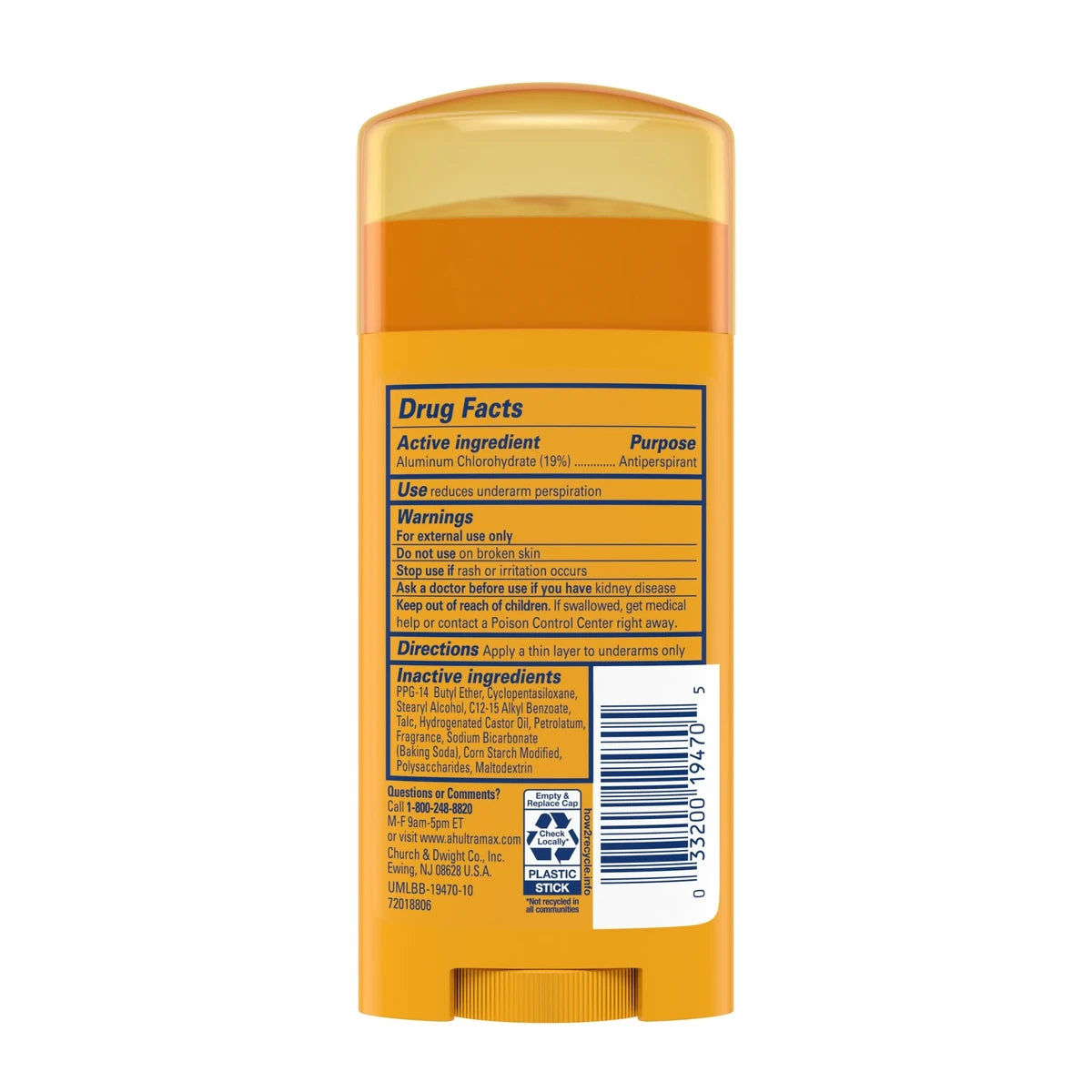 Arm & Hammer Ultramax Deodorant Antiperspirant Invisible Solid Powder Fresh 2.6Oz (Pack of 12)