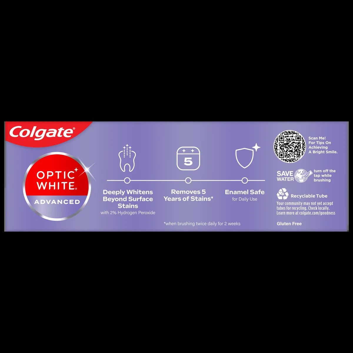 Colgate Optic White Advanced Teeth Whitening Toothpaste Sparkling White 3.2Oz (Pack of 24)