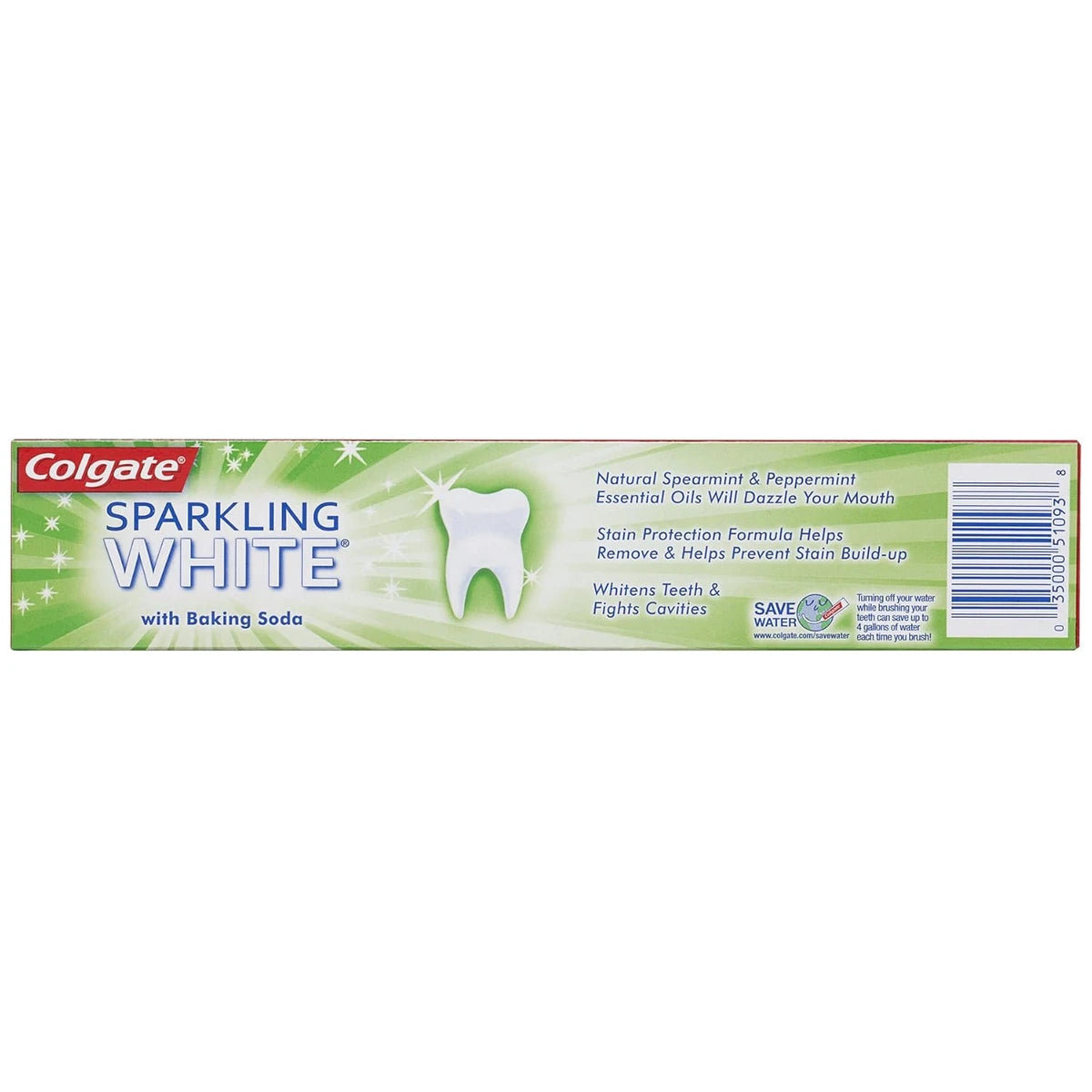 Colgate Sparkling White Fluoride Toothpaste With Baking Soda Mint Zing 6Oz (Pack of 24)
