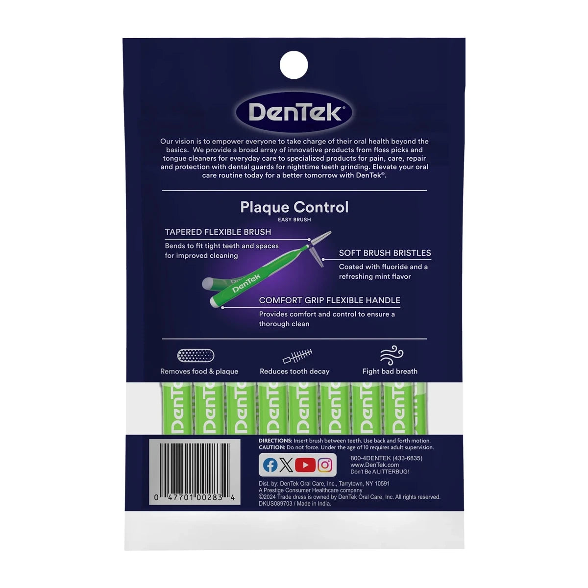 DenTek Easy Brush Interdental Cleaner Extra Tight Advanced Fluoride Coating Size 16 2.4Oz (Pack of 36)