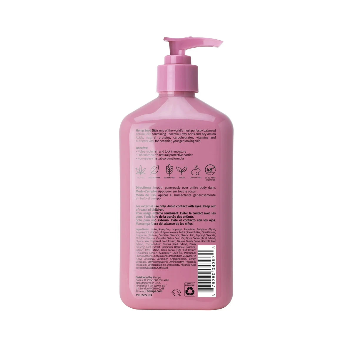 Hempz Body Moisturizer Sweet Jasmin And Rose 17Oz (Pack of 12)