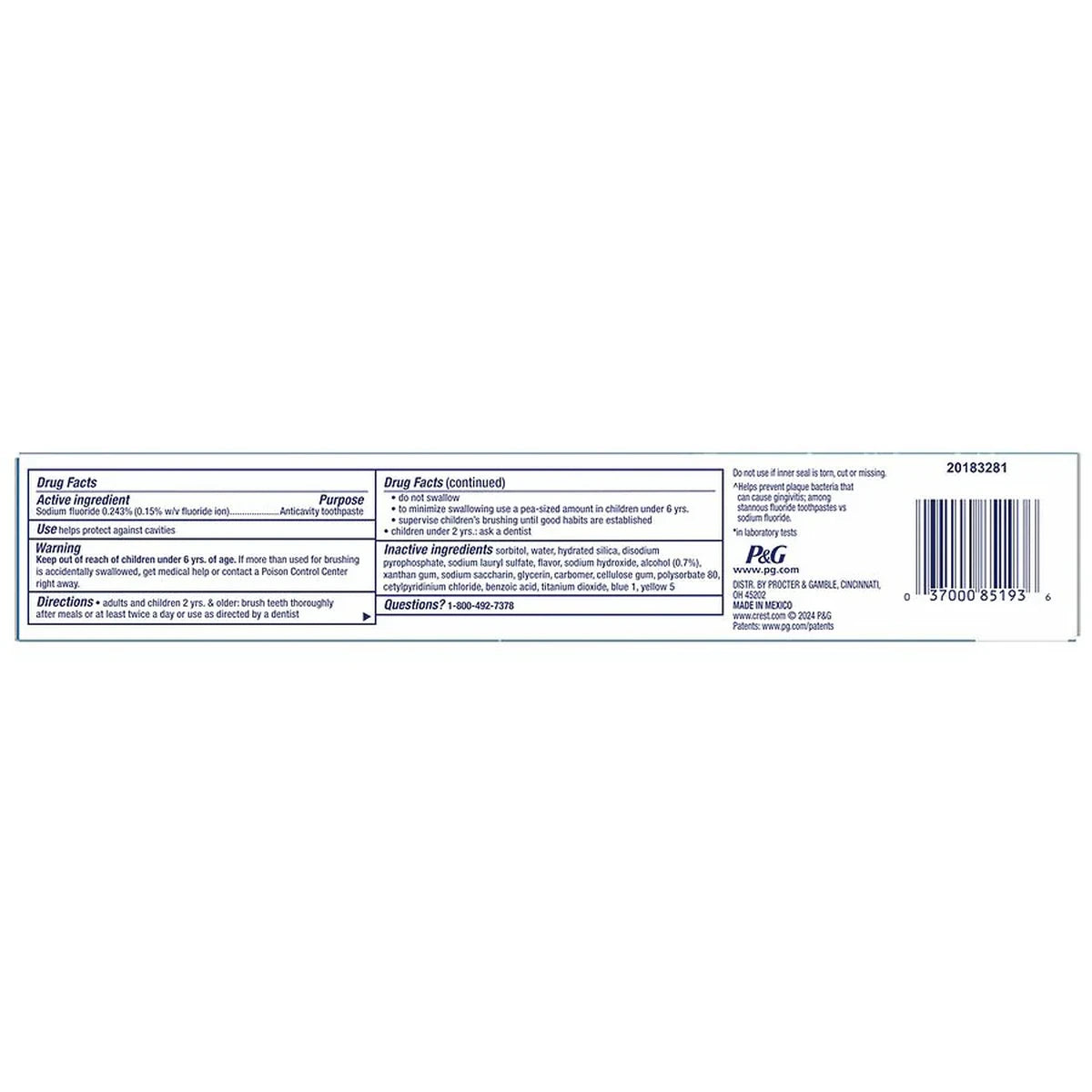 Crest Plus Scope Complete Whitening Toothpaste Mint 5.4Oz (Pack of 12)