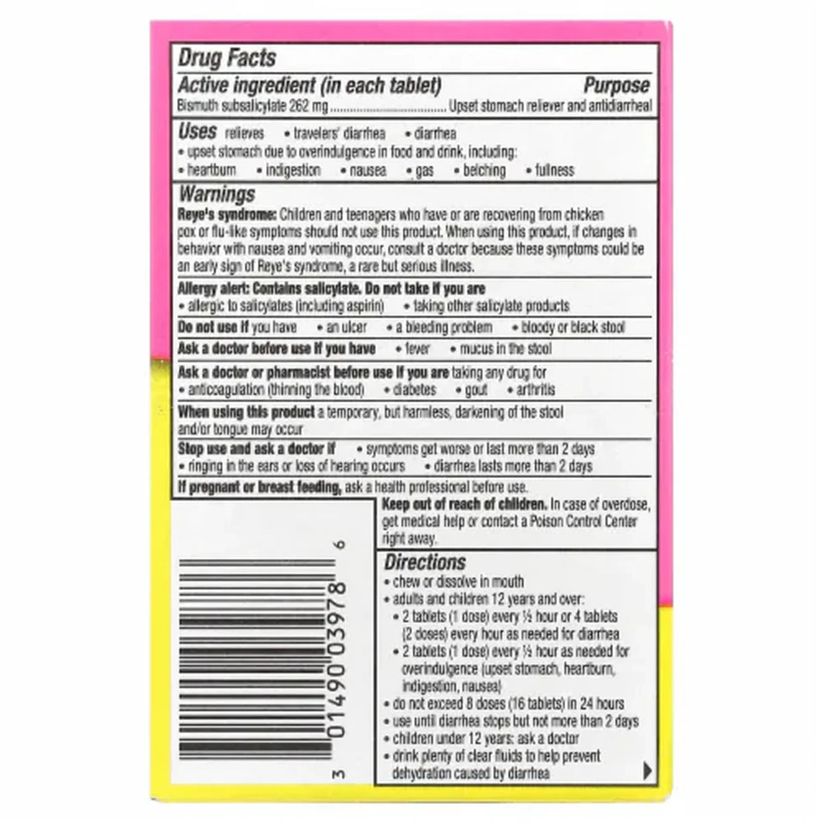 Pepto-Bismol Tablets Cherry Relieves Heartburn30 Each 1.44Oz (Pack of 24)