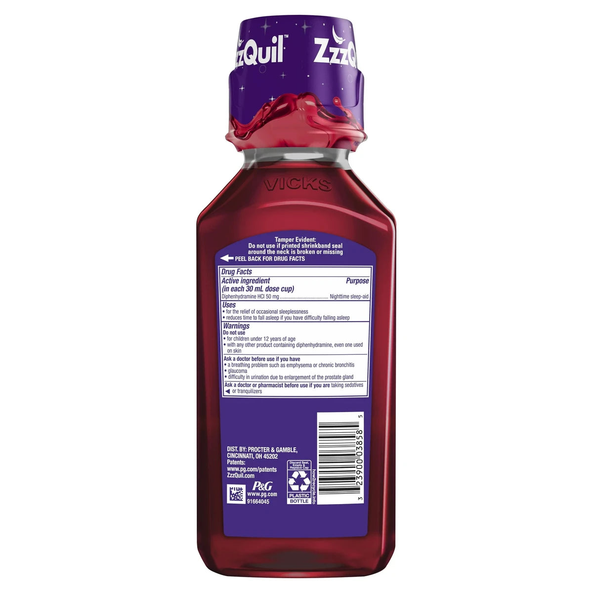 Zzzquil Night Time Sleep-Aid Liquid Syrup Calming Vanilla Cherry12Oz (Pack of 12)