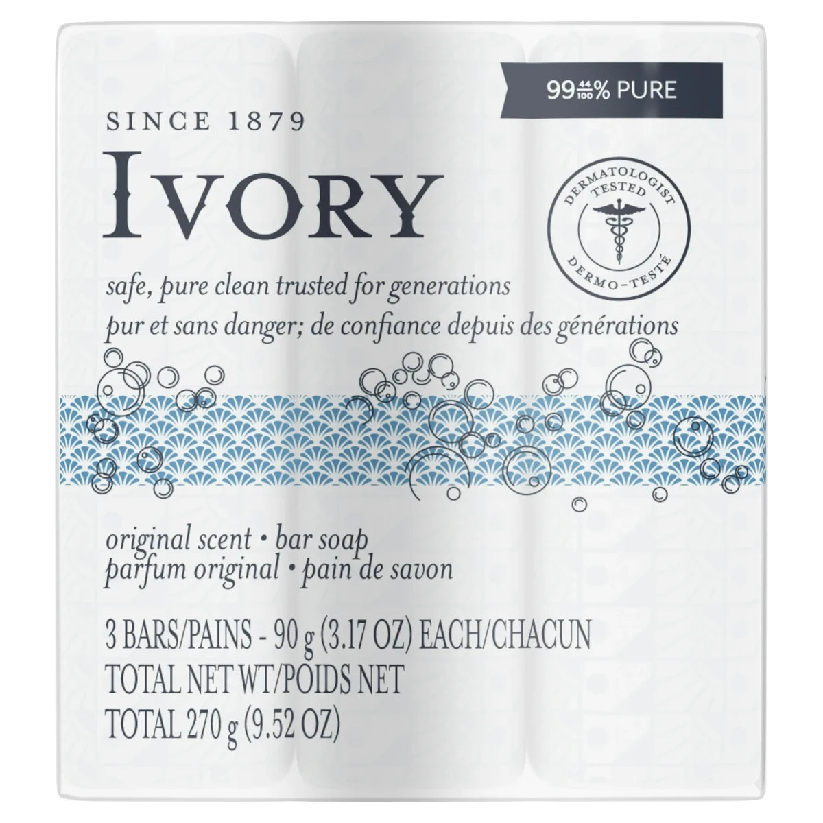 Ivory Bar Soap Original 3 Pack 3.17Oz (Pack of 24)
