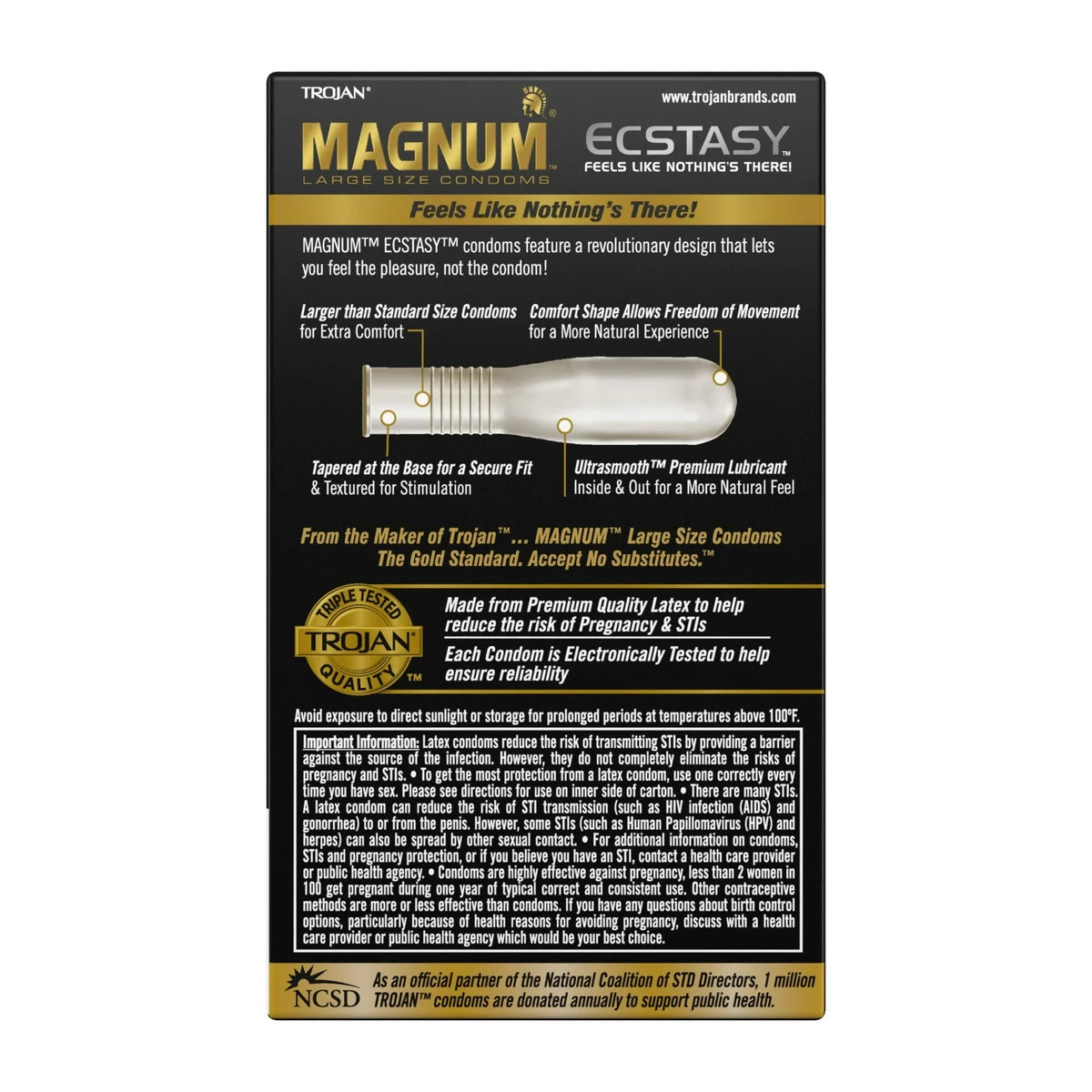 Trojan Magnum Ultrasmooth Lubricant Large Size Condoms0.8oz (Pack of 48)