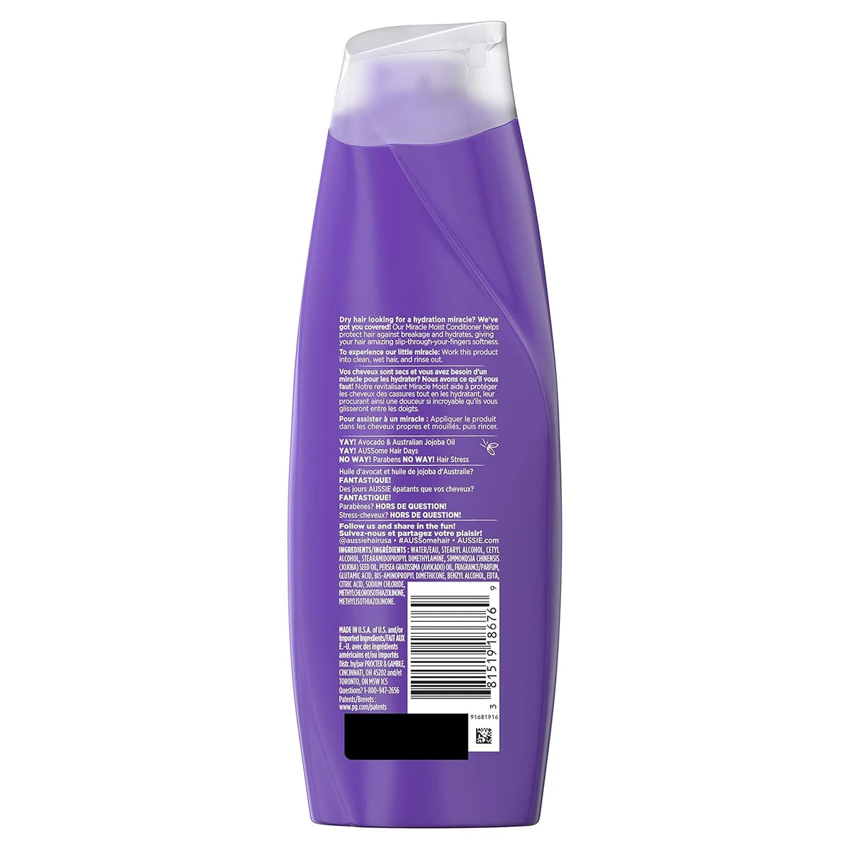 Aussie Miracle Moist Hair Conditioner and Revitalisant 12.1Oz (Pack of 6)