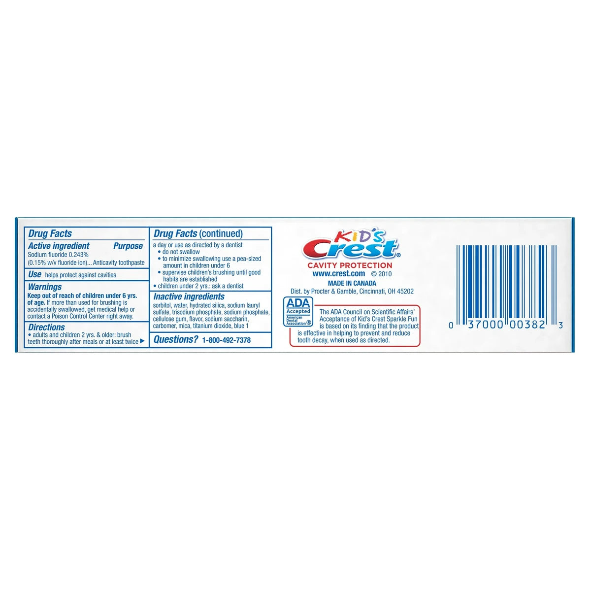 Crest Kid's Fluoride Anticavity Toothpaste Sparkle Fun Flavor 4.6Oz (Pack of 12)