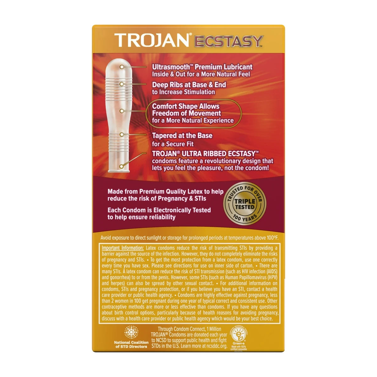 Trojan Stimulations Ultra Smooth Lubricant Latex Condoms 0.2Oz (Pack Of 48)