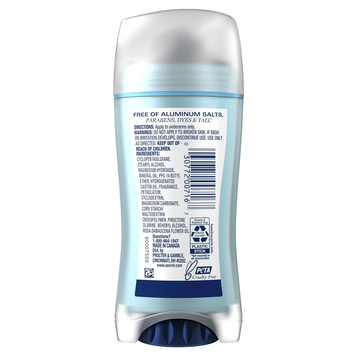 Secret Aluminum Free Deodorant for Women Real Rose 2.4Oz (Pack of 12)