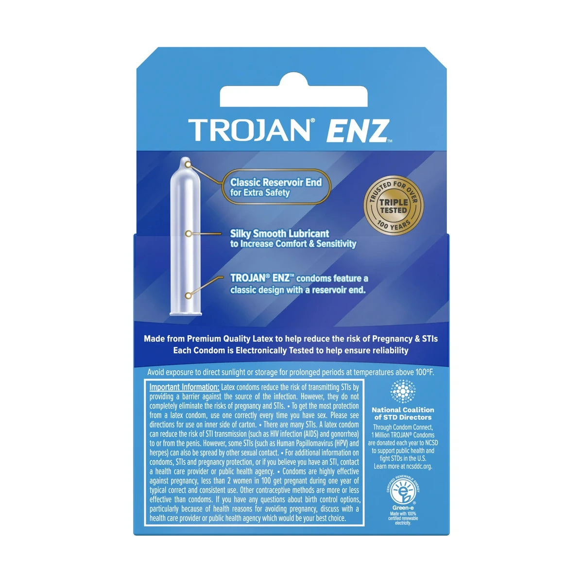 Trojan-Enz Lubricated Latex Condoms 0.64oz (Pack of 48)