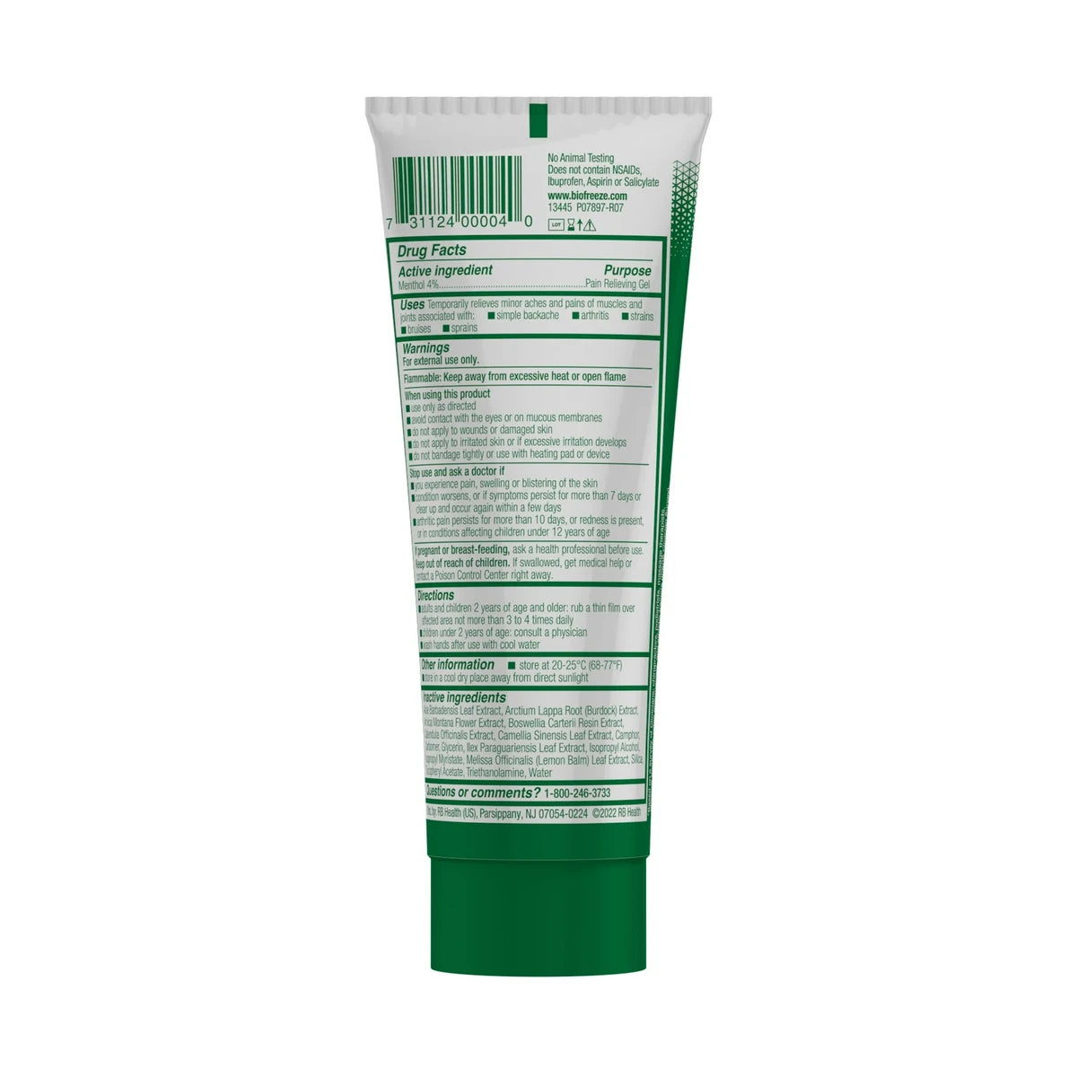 Biofreeze Classic Pain Relief Colorless Gel Tube 3Oz (Pack of 24)