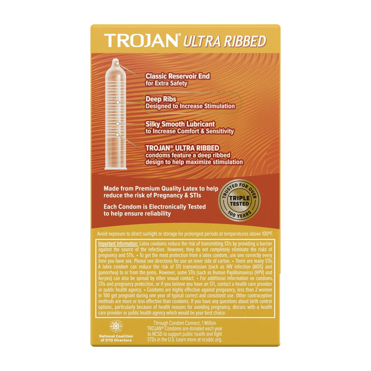 Trojans Stimulations Ultra Ribbed Lubricated Latex Condoms 0.35oz (Pack of 48)