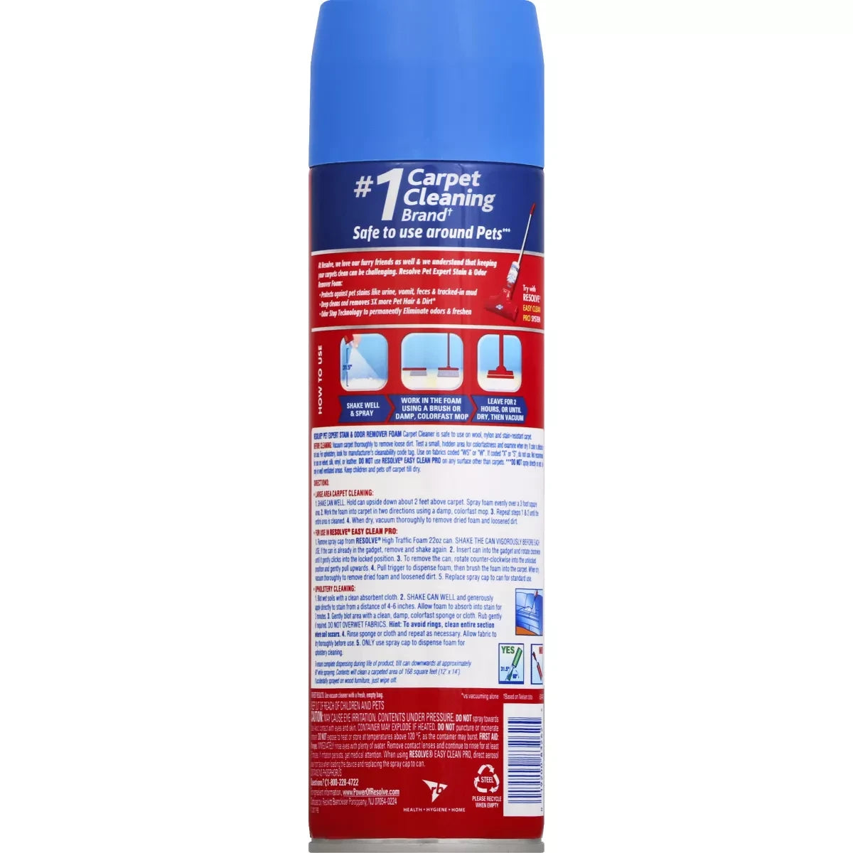 Resolve Pet High Traffic Foam Large Area Carpet Cleaner22Oz (Pack of 6)