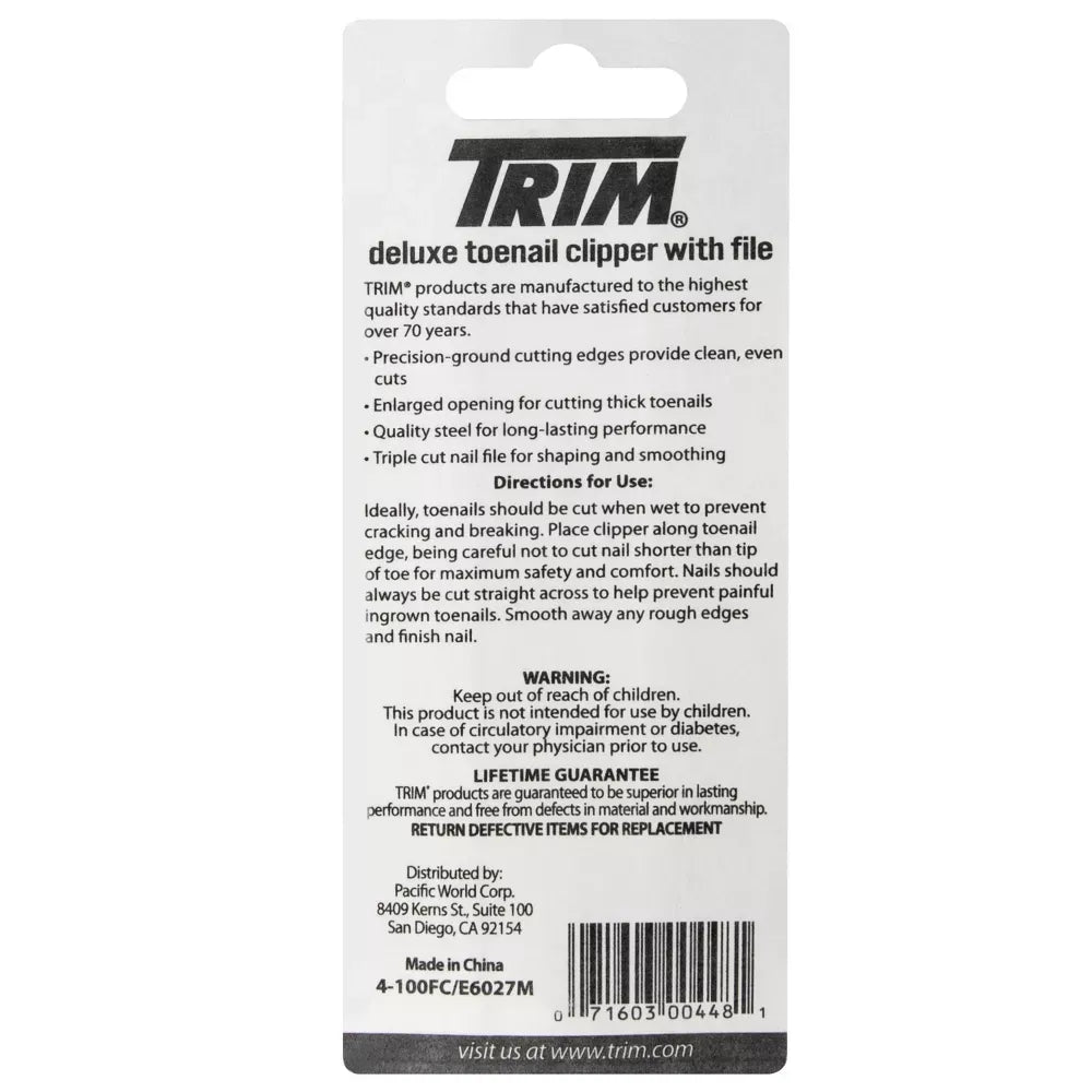Trim Neatfeet Deluxe Toenail Clipper with File 0.94Oz (Pack of 24)
