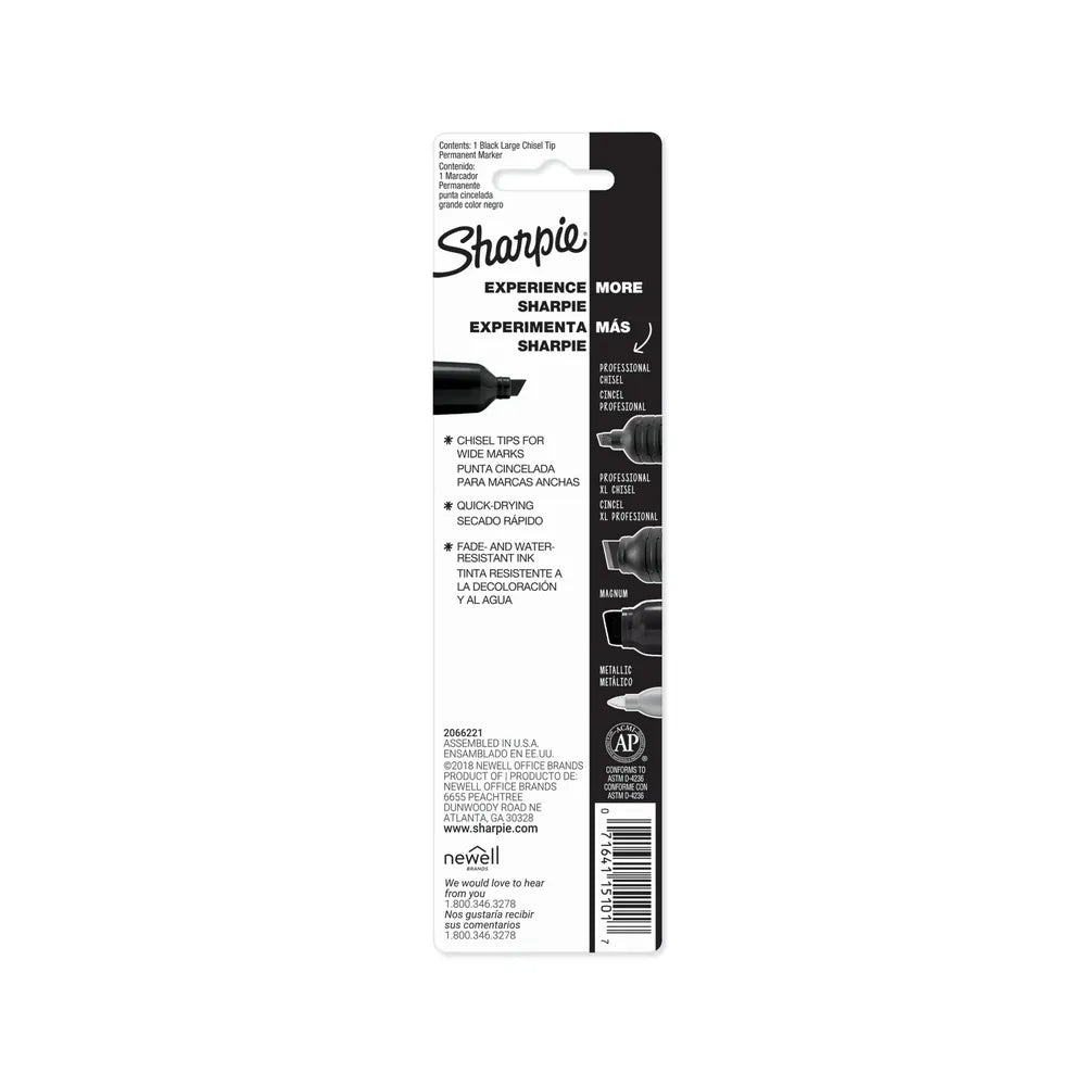 Sharpie Permanent Marker Chisel Tip Black Durable Aluminum Barrel Carded 3.8oz (Pack of 144)