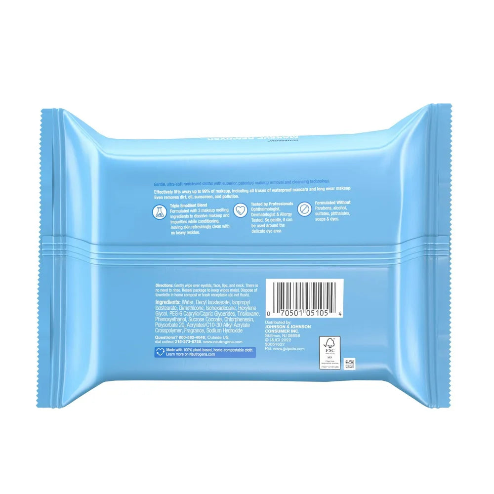 Neutrogena Makeup Remover Cleansing Towelettes Refill Pack 8.16Oz (Pack of 6)