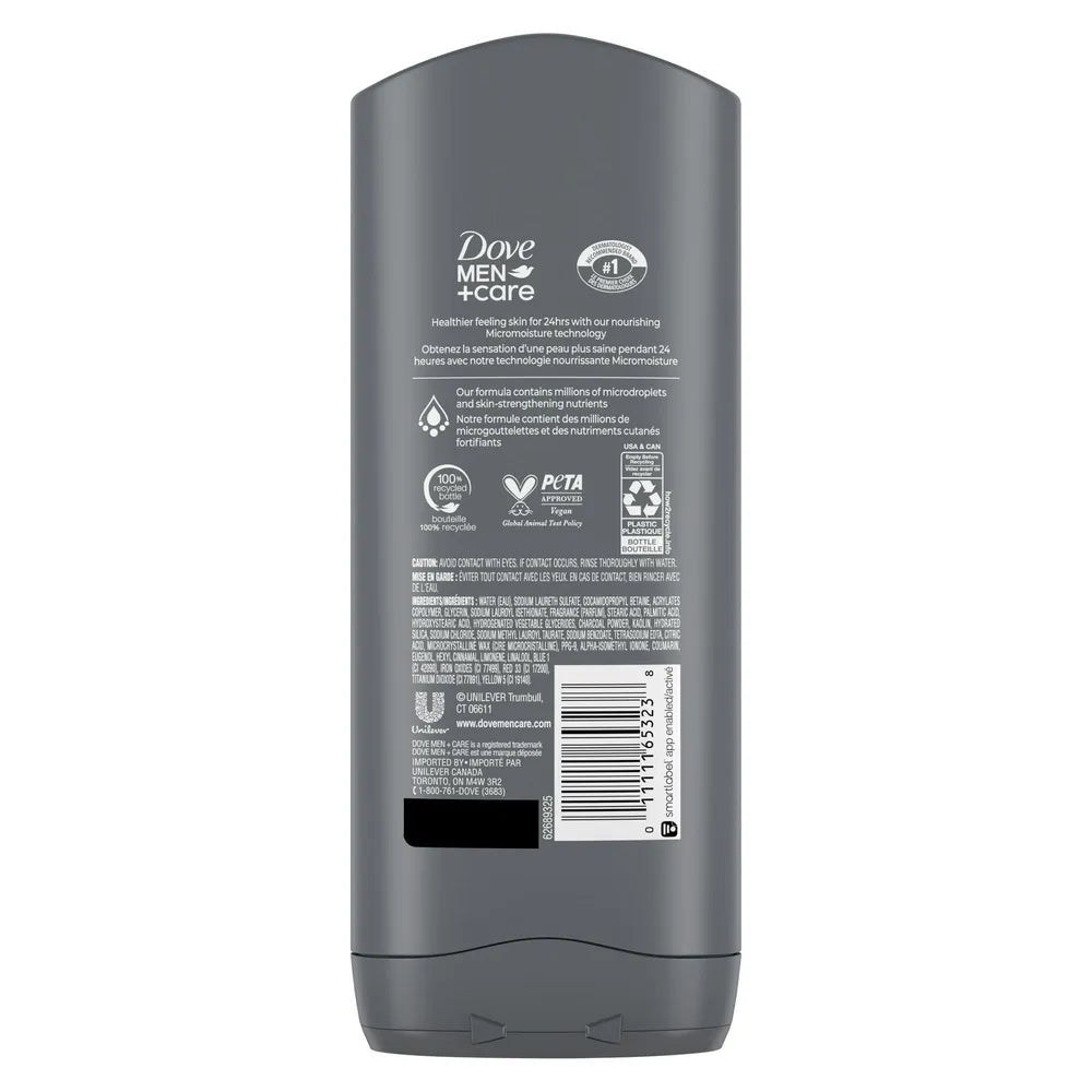 Dove Men+Care Elements Body Wash Charcoal And Clay 13.5Oz (Pack of 6)