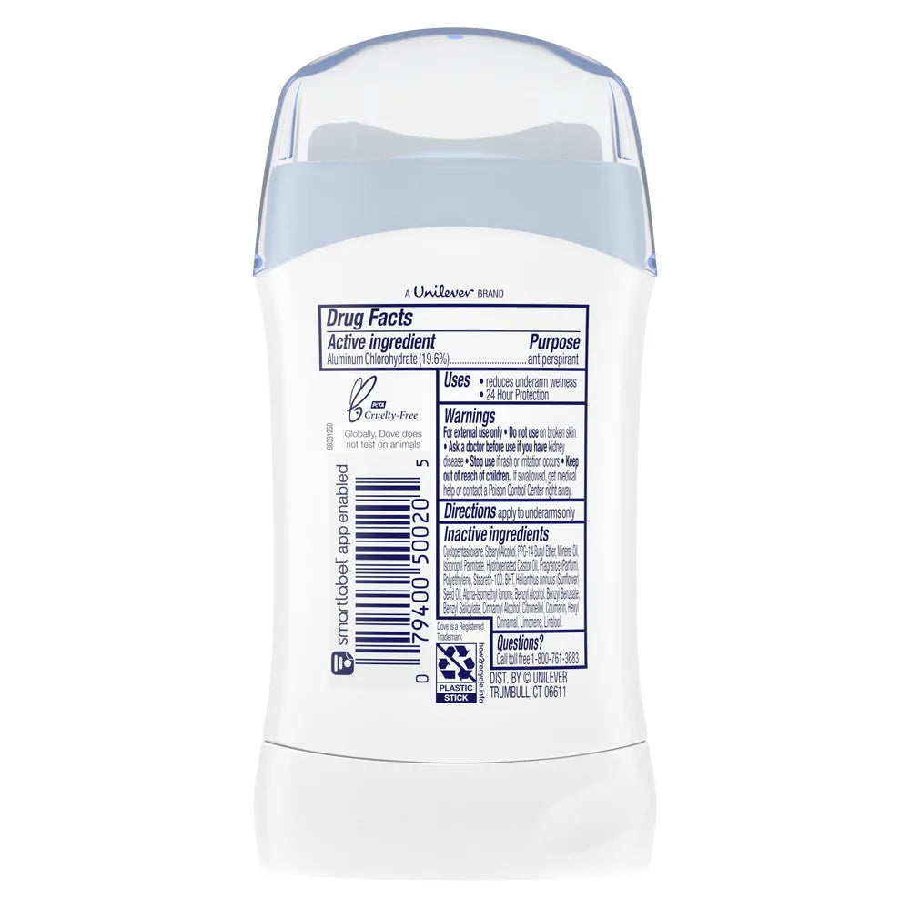 Dove Invisible Solid Antiperspirant Deodorant Stick Powder 1.6Oz (Pack of 12)