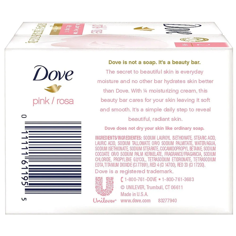 Dove Beauty Bar Soap Pink 2 Ea 3.75Oz (Pack of 24)