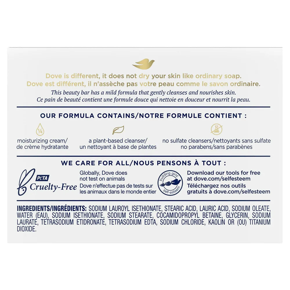 Dove Beauty Moisturizing Cream Bar Soap For Sensitive Skin Unscented 3.17Oz (Pack of 48)