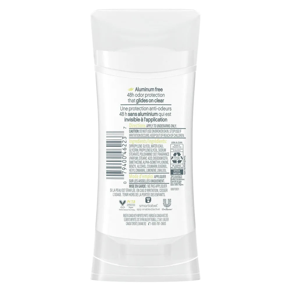 Dove Beauty 0% Aluminum Deodorant Stick Coconut And Pink Jasmine 2.6Oz (Pack of 12)