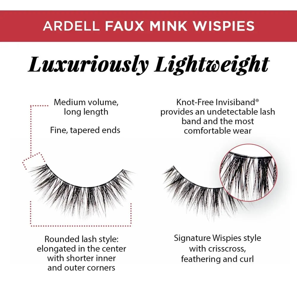 Ardell Faux Mink Wispies False Eyelashes Black 0.3Oz (Pack Of 36)