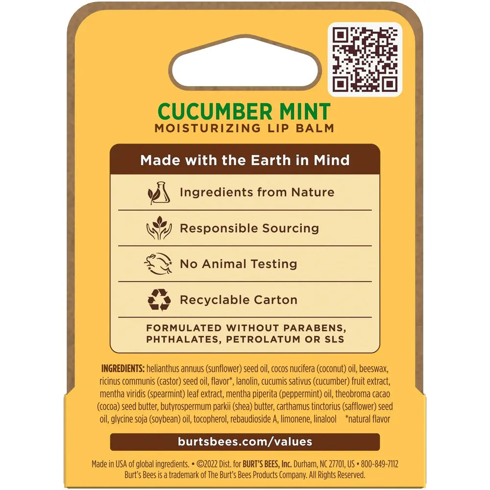 Burt'S Bees Cucumber Mint Lip Balm, 1-Pack, 0.15 Oz (Pack Of 48)