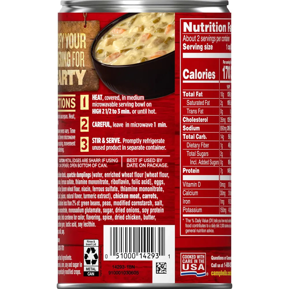 Campbell's Chunky Soup Creamy Chicken & Dumplings 18.8 oz (Pack of 12)