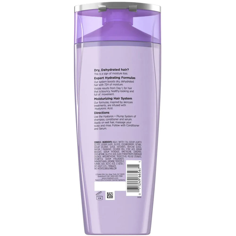 L'Oreal Paris Elvive Hyaluron Plump Hydrating Shampoo with Hyaluronic Acid 12.6 fl oz (Pack of 6)