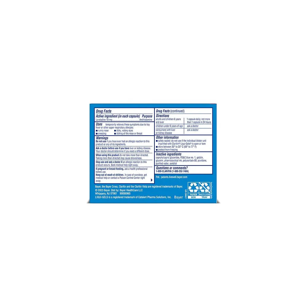 Claritin Liqui-Gels Non-Drowsy 24 Hrs Allergy Relief Tablets 8.47oz (Pack of 36)