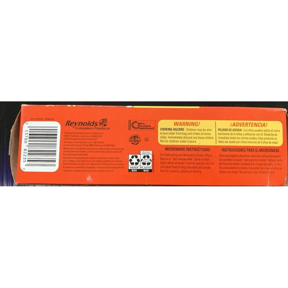 Hefty Quart Freezer Storage Slider Bags 56.8oz (Pack of 9)