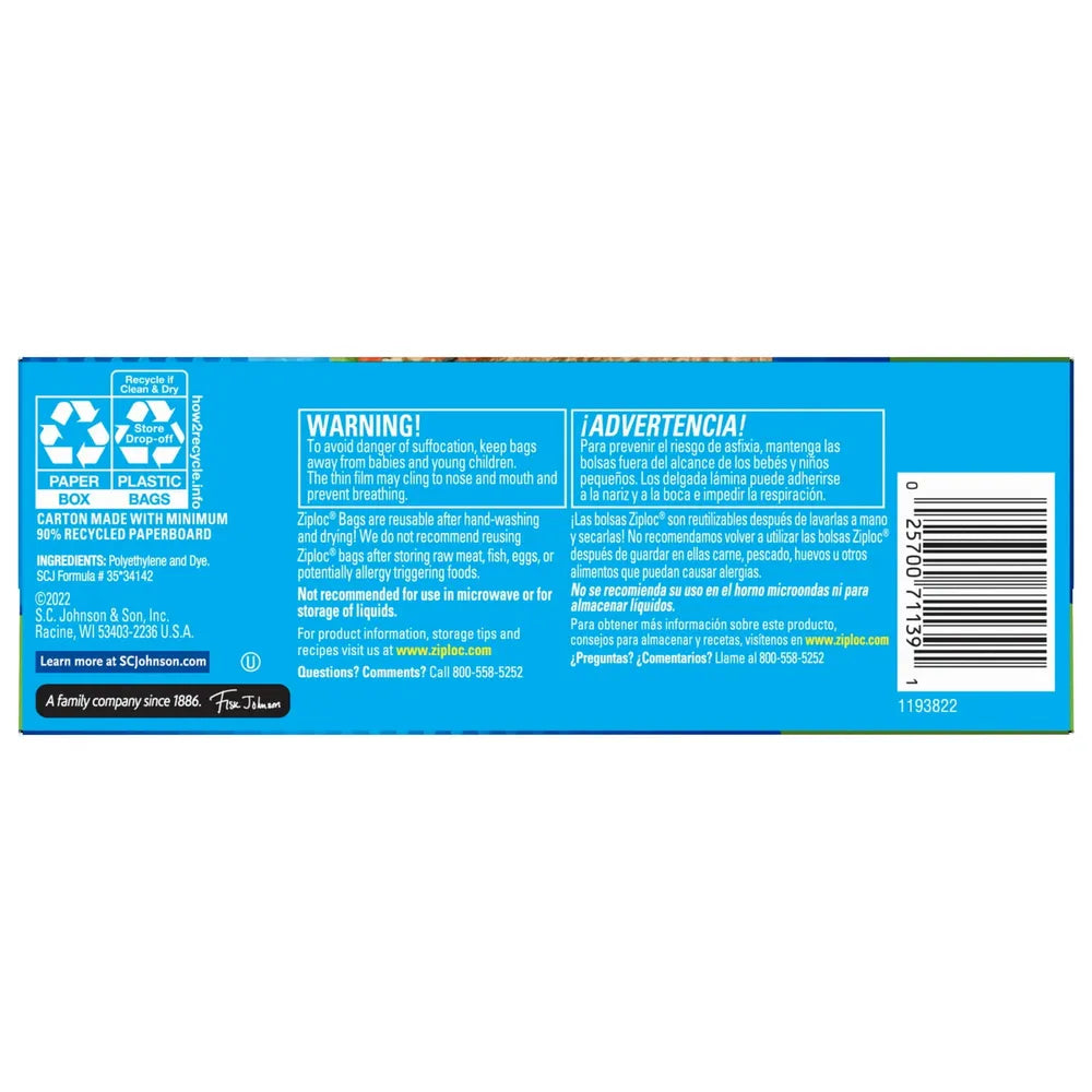Johnson Ziploc Sandwich Bags 40 (Pack Of 12)