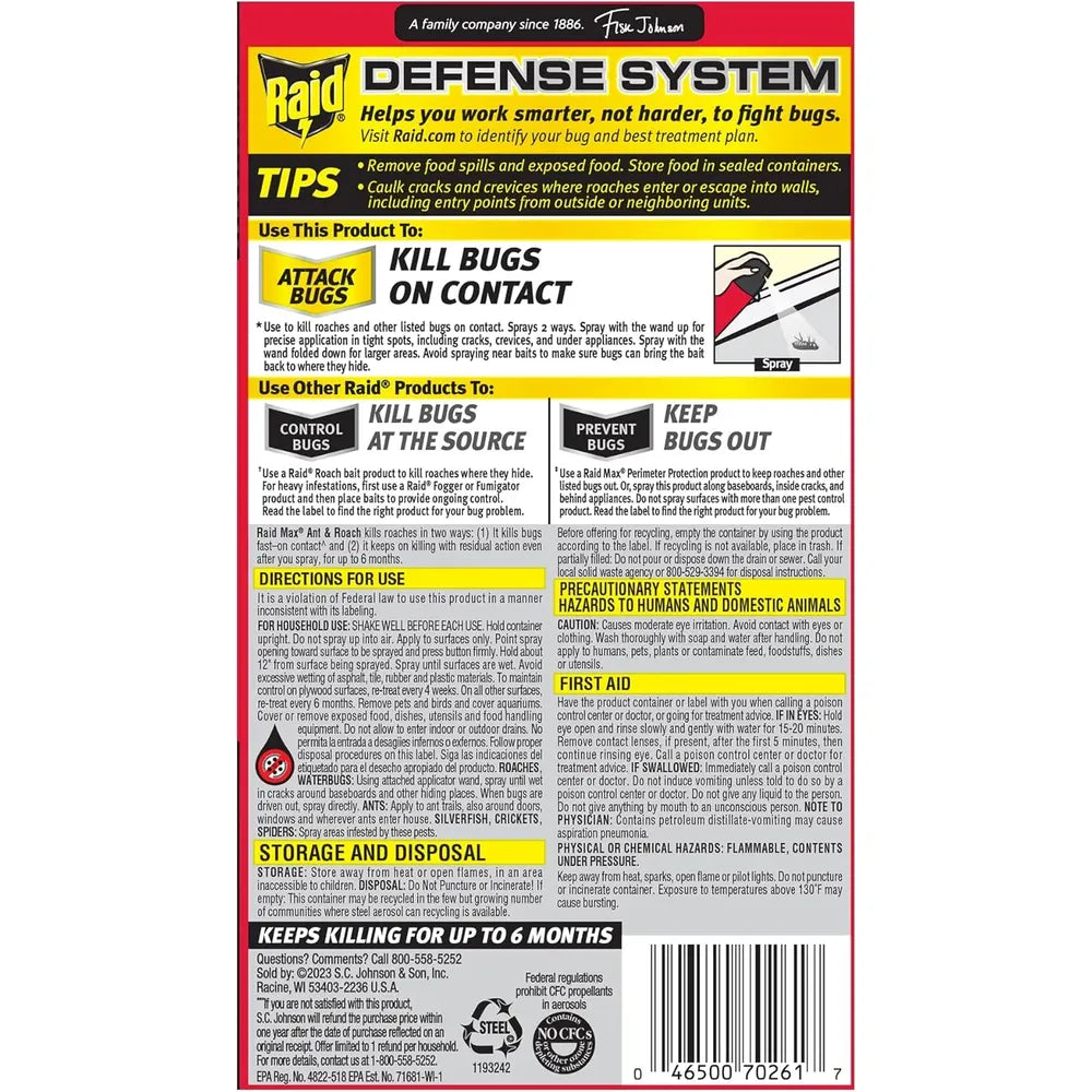 Raid Max Roach Insect Killer Aerosol Spray On Bugs14.5Oz (Pack of 6)