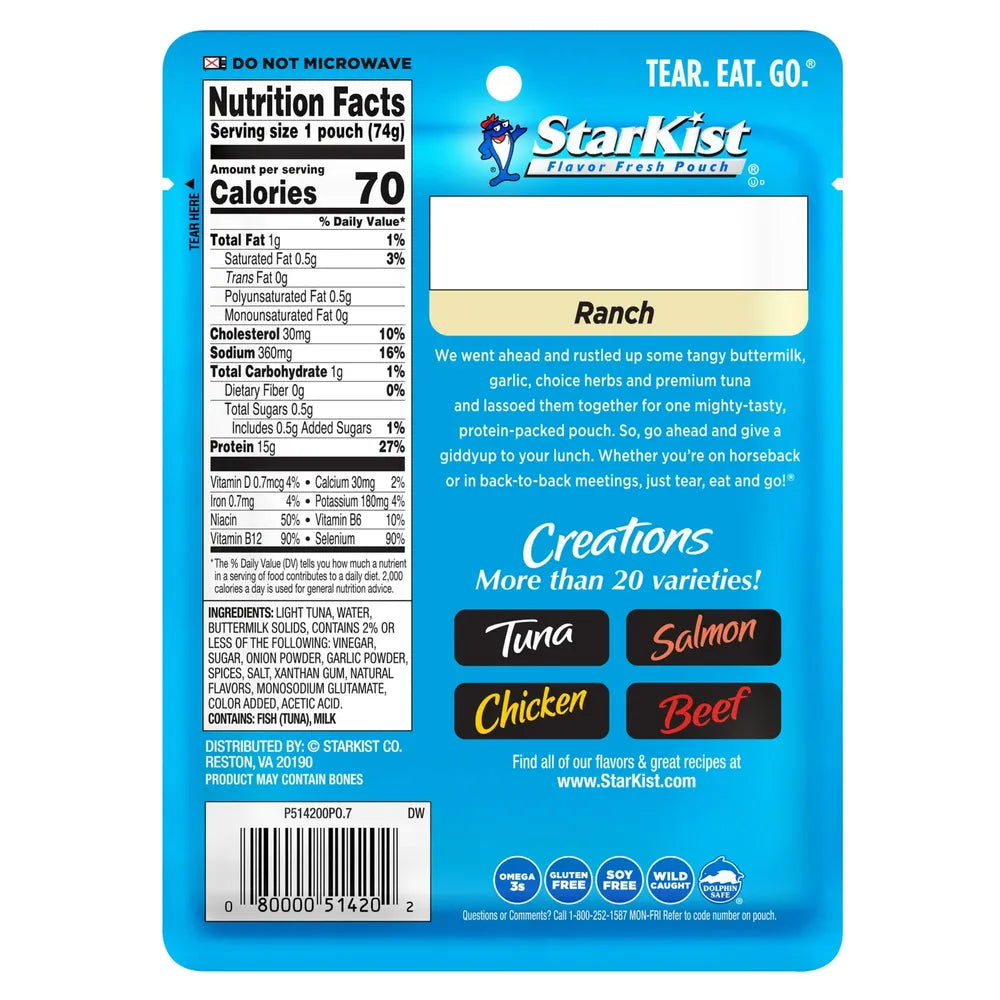 StarKist Tuna Creations Ranch Pouch 2.6Oz (Pack of 24)