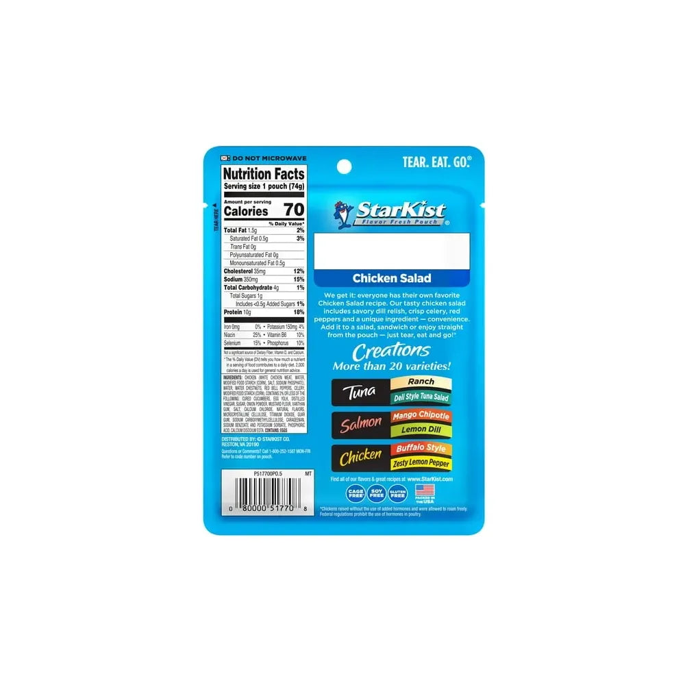 StarKist Chicken Creations Chicken Salad Single Serve Pouch 2.6Oz (Pack of 12)