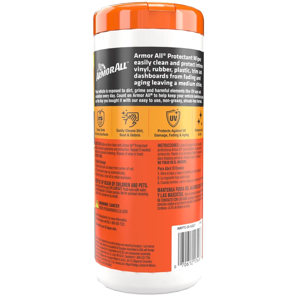 Armor All Car Interior Protectant Wipes, 30 Count (Pack of 6)